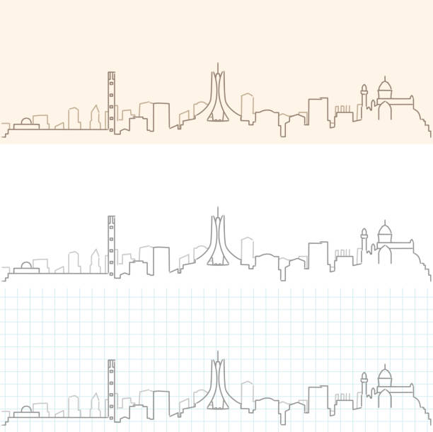 阿爾及爾手繪天際線 - 阿爾基爾 幅插畫檔、美工圖案、卡通及圖標