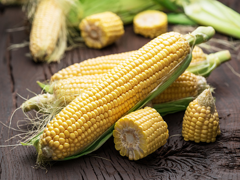 Nature Corn on cob and dry corn seed in Georgia from local market for inspiration and background or advertising or presentation