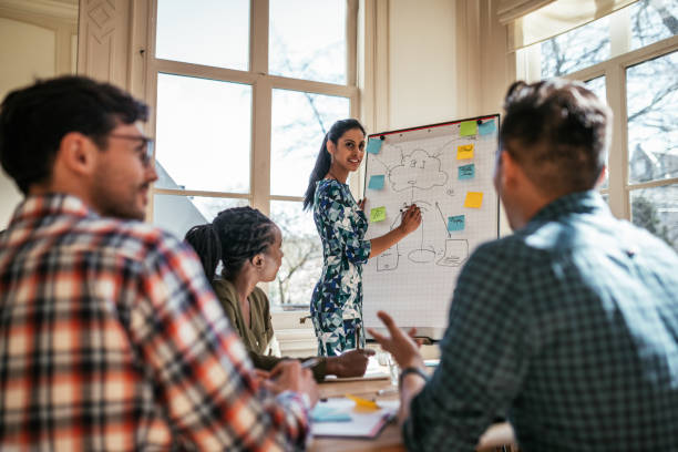 istock Multi-ethnic millennial business team - presentation in the office 1138919633