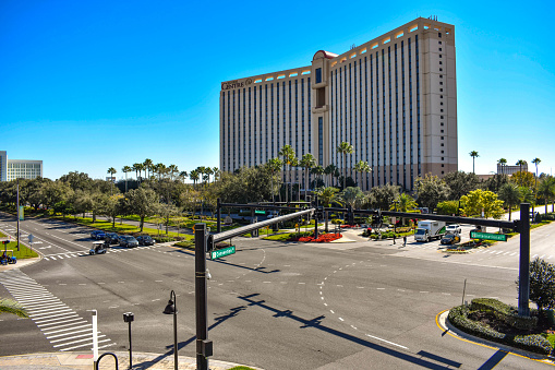 Orlando, Florida. January 12, 2019 Panoramic view of Rosen Centre Hotel at International Drive area.