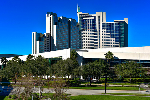Orlando, Florida. January 12, 2019. Panoramic view of Orlando Convention Center area at International Drive  (4)
