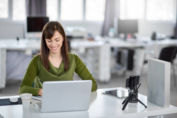 istock Businesswoman using laptop in office. 1138926956
