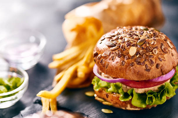istock Tasty homemade burger with chicken 1138929334