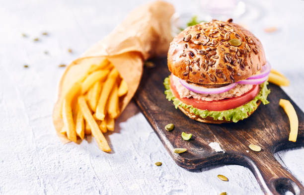 istock Tasty homemade burger with chicken 1138929373