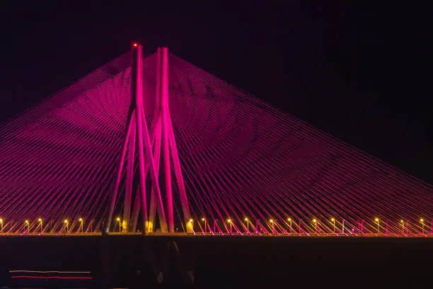 Photo of Night View of Bandra Worli Sea Link Bridge