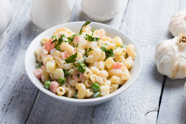 istock Homemade macaroni salad with vegetables 1138934985