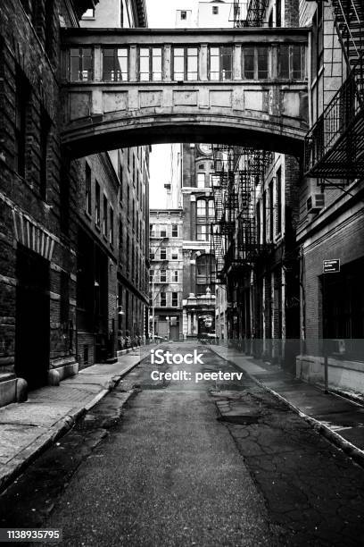 New York City Alley In Tribeca District Stock Photo - Download Image Now - New York City, New York State, Black And White