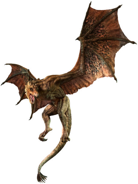 illustrazione 3d wyvern - fantasy flying dragon monster foto e immagini stock