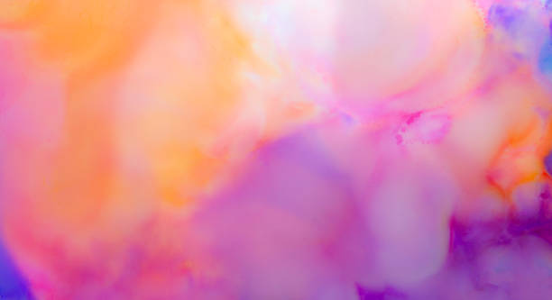alkohol ink artwork, abstrakt rosa, orange, blau, lila - orange farbe stock-fotos und bilder