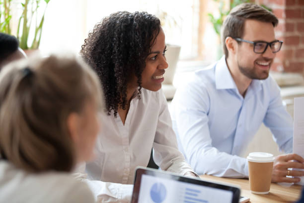 istock Successful businesspeople share business ideas during seminar 1138949205