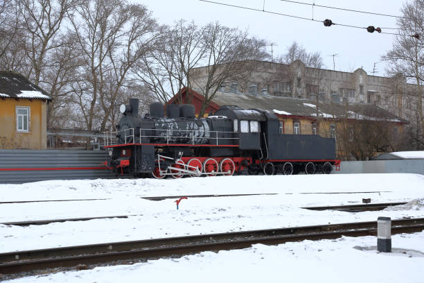 istock Retro locomotive at the station 1138952935