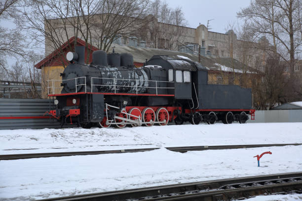 istock Retro locomotive at the station 1138952948