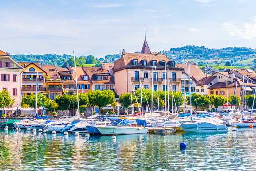 View of port at Lutry, Switzerland