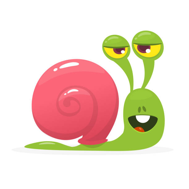 симпатичные смешные мультфильм улитки улыбаясь и говорить - snail slimy boredom cute stock illustrations