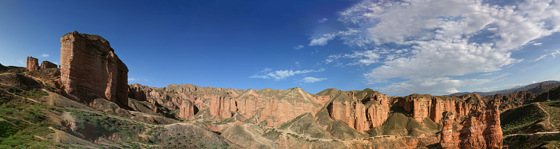 Blue skies of Vasquez rocks in the desert