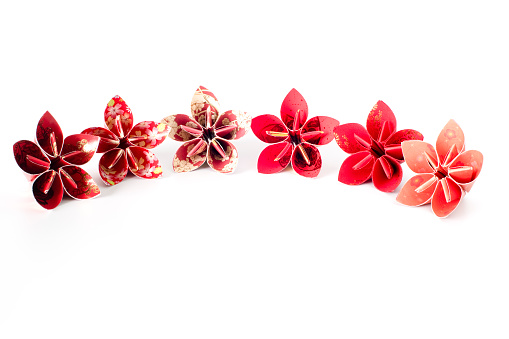 Close up of red packets origami flowers