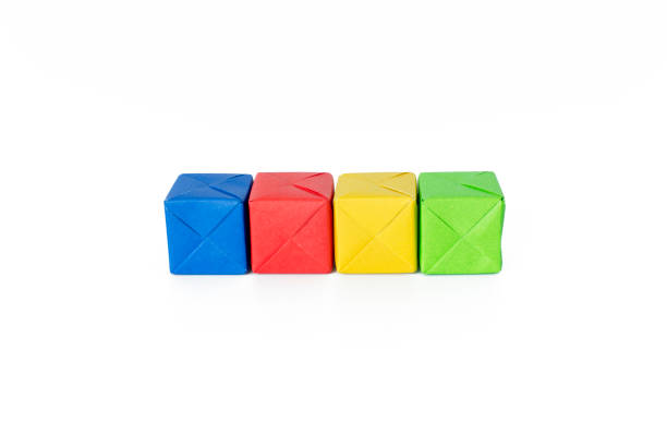 Colorful origami cubes stock photo