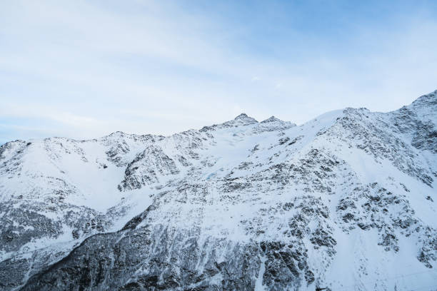 Mountain range of Caucasian Mountains view. Cheget, Russia. stock photo