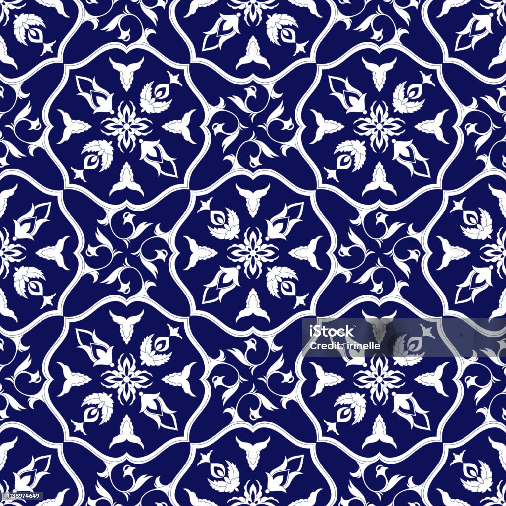 Dutch Tiles Pattern Delft Dutch Tile Pattern Vector Seamless With White And Blue Ceramic ...