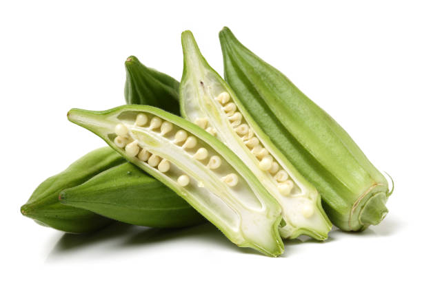 istock Fresh young okra isolated on white background 1138977534