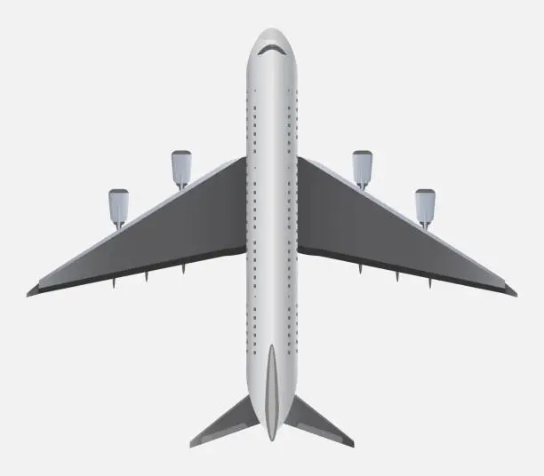 Vector illustration of Four Engine Passenger Airplane Vector