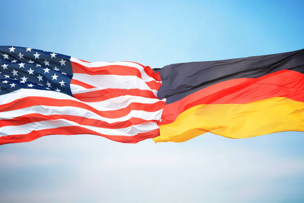 istock Flags of the USA and Germany 1138987534