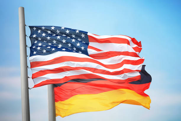 istock Flags of the USA and Germany 1138987538
