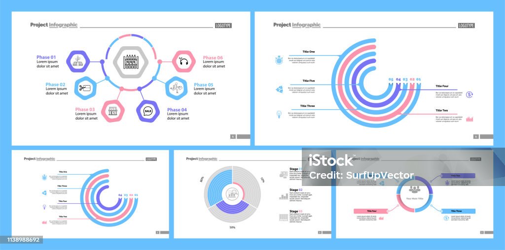 Set Of Workflow And Strategy Concept Infographic Charts Stock ...