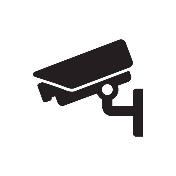 значок камеры наблюдения - камера слежения иллю страции stock illustrations