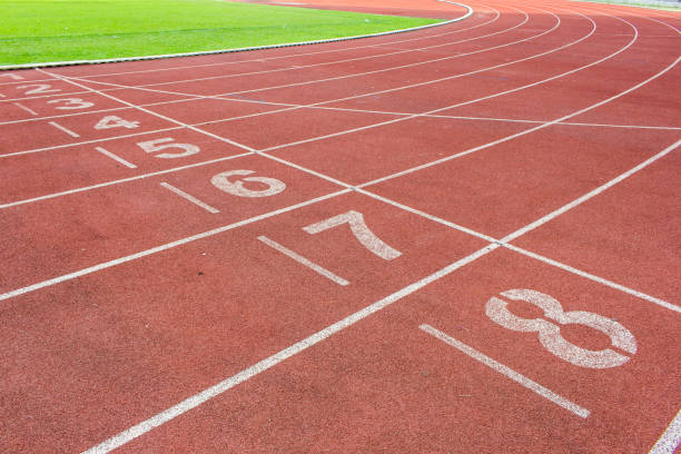 istock Running track texture with lane numbers 1139001609
