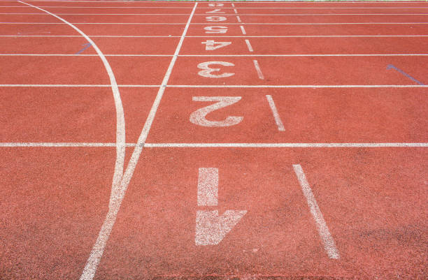 istock Running track texture with lane numbers 1139001652