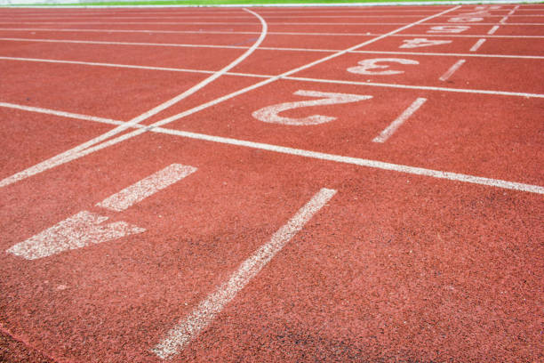 istock Running track texture with lane numbers 1139002166