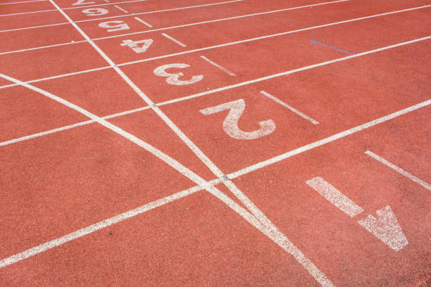 istock Running track texture with lane numbers 1139002181