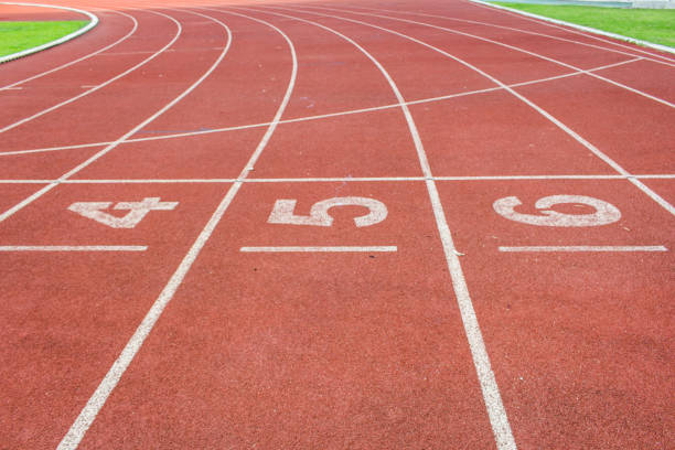 istock Running track texture with lane numbers 1139002726