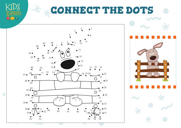 ilustrações de stock, clip art, desenhos animados e ícones de preschool kids game with connect the dots game vector illustration - childs game