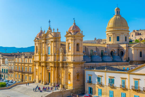 Basilica Minor of San Nicolò in Noto, Sicily, Italy Basilica Minore di San Nicolò in Noto, Sicily, Italy noto sicily stock pictures, royalty-free photos & images