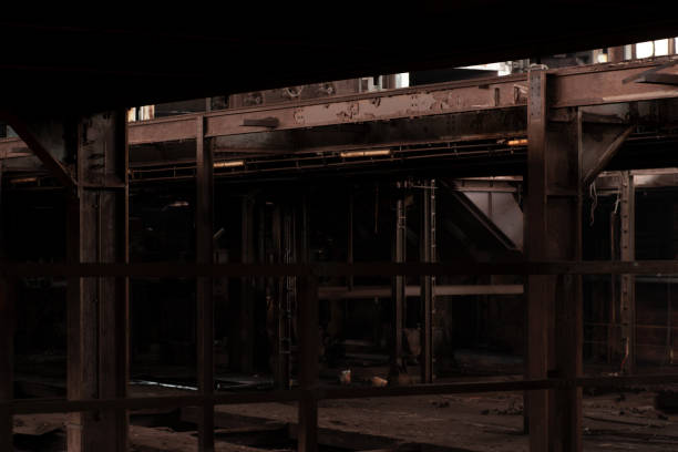 istock Steel columns rusting in an abandoned factory 1139011156