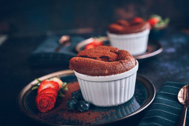 istock Chocolate Souffle Served with Strawberries 1139012760