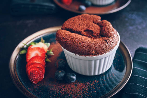 istock Chocolate Souffle Served with Strawberries 1139012768