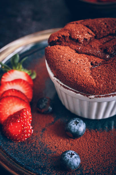 istock Chocolate Souffle Served with Strawberries 1139012778