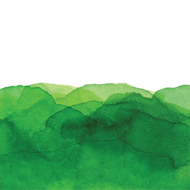 ilustrações de stock, clip art, desenhos animados e ícones de watercolor green waves background - watercolor painting paint green textured