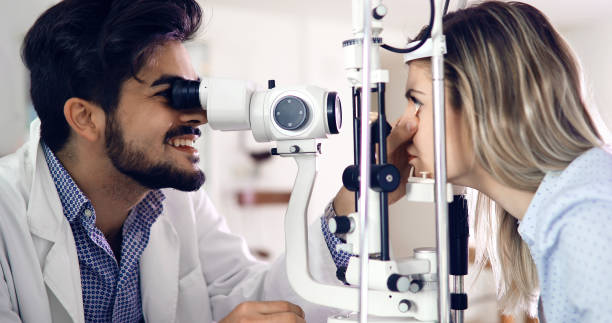 istock Ophthalmology concept. Patient eye vision examination in ophthalmological clinic 1139014113