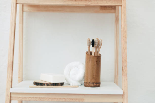 istock Natural wooden bamboo toothbrushes on white background 1139016848
