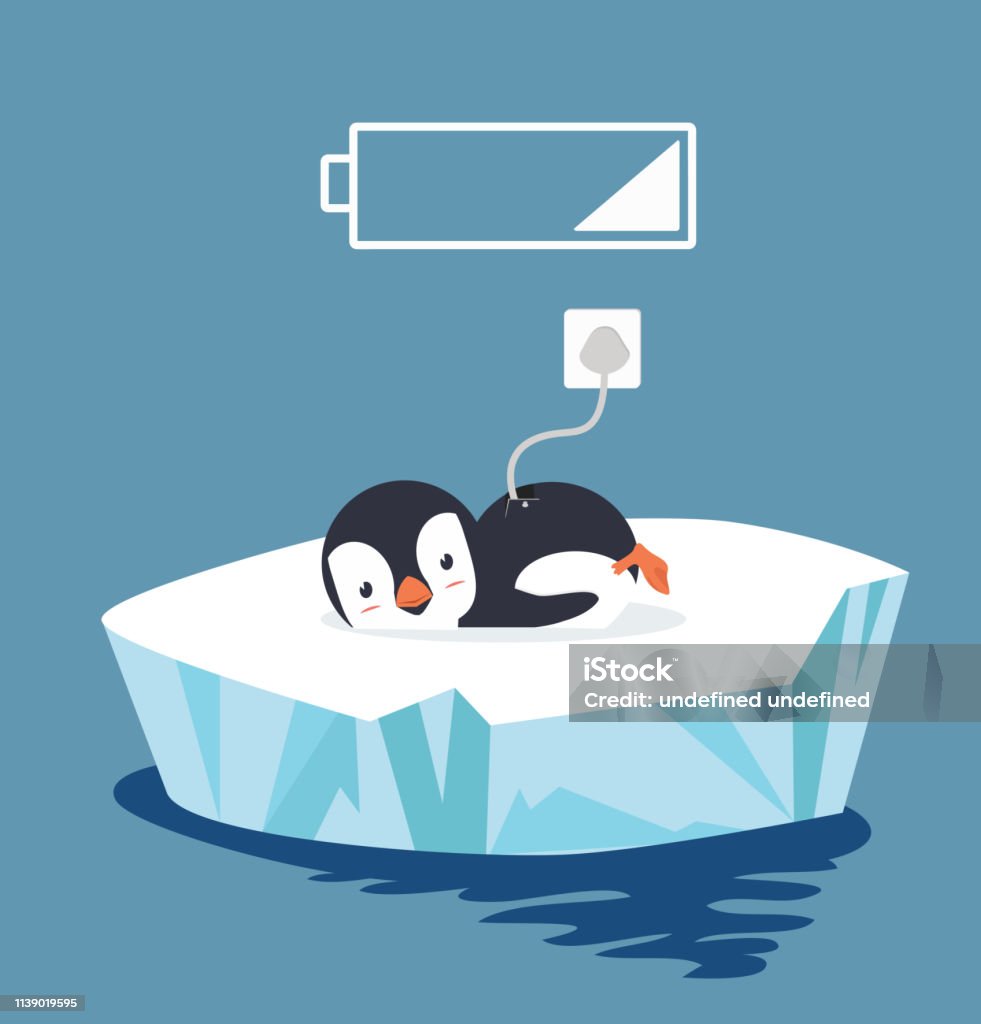 Chim Cánh Cụt Mệt Mỏi Với Pin Hình minh họa Sẵn có - Tải xuống ...