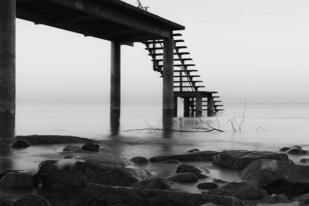 wood stairs in lake balaton