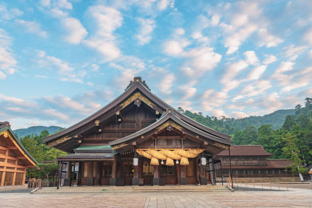 Izumo Taisha shrine Izumo, Shimane, Japan - September 19 : Worship Hall of the Izumo Taisha Shrine. Izumo-Taisha is one of the most ancient and important Shinto shrines in Japan. shrine stock pictures, royalty-free photos & images
