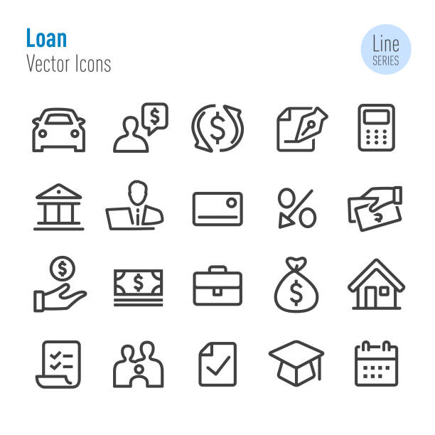 Loan Icons - Vector Line Series Loan, finance, car clipart stock illustrations