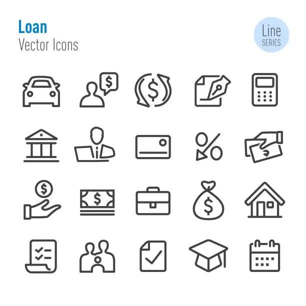 Vector illustration of Loan Icons - Vector Line Series