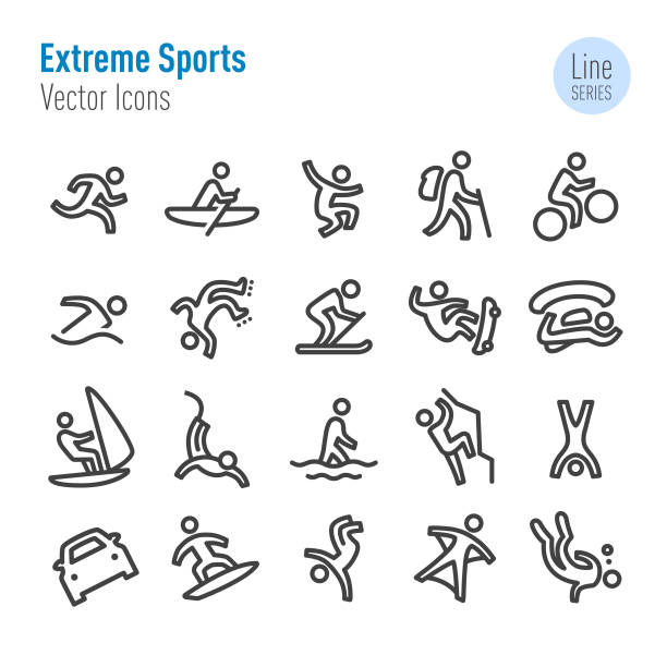 ilustrações, clipart, desenhos animados e ícones de ícones extremos dos esportes-série da linha do vetor - x games