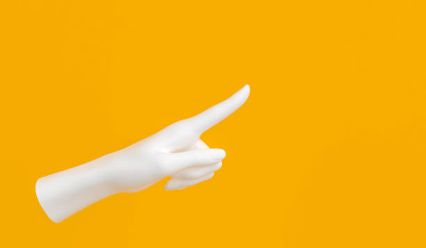istock Female showing or pushing hand sculpture. 3d rendering. 1139038568